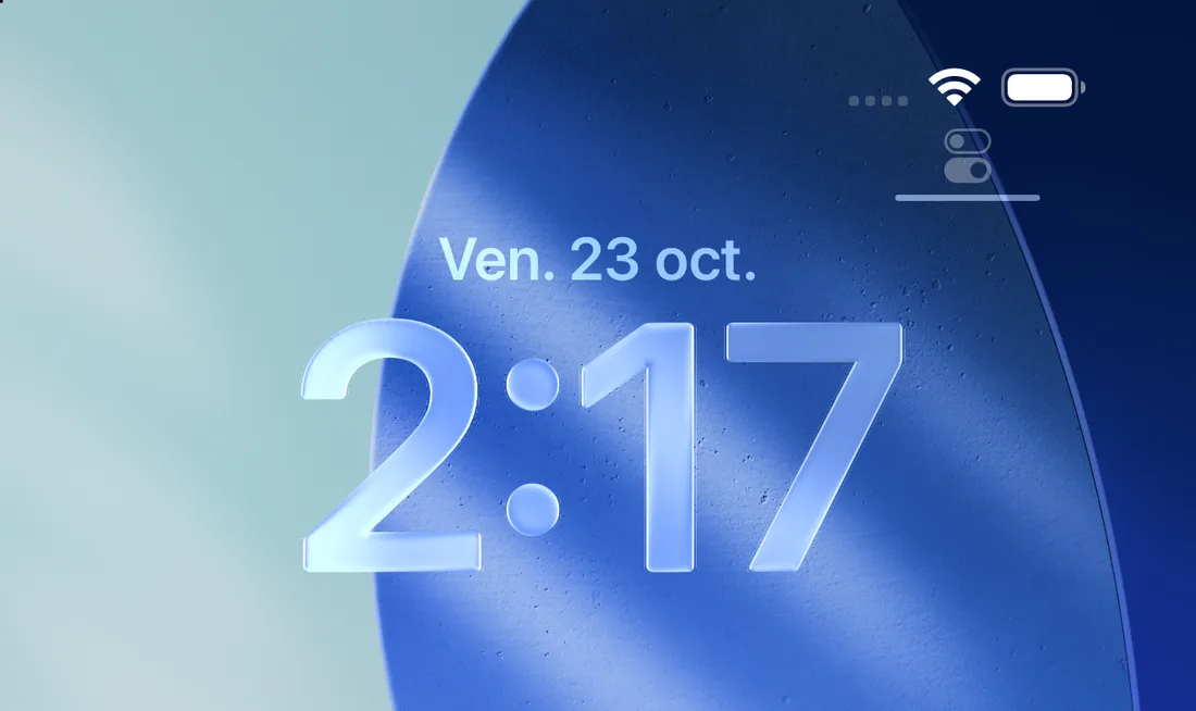 A stock Lock Screen, the big clock showing hours and minutes only
